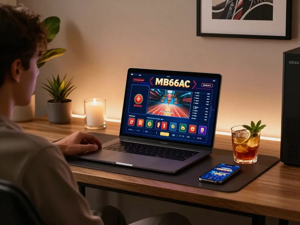 Enjoying an mb66ac online gaming experience with a stylish setup and responsible gaming atmosphere.