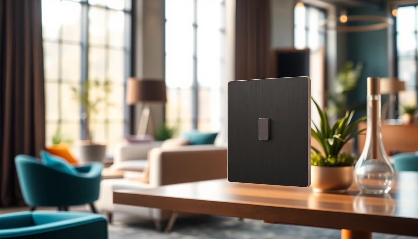 Vielfältige Jung Schalterprogramme in elegantem Interieur mit modernen Lichtschaltern präsentiert