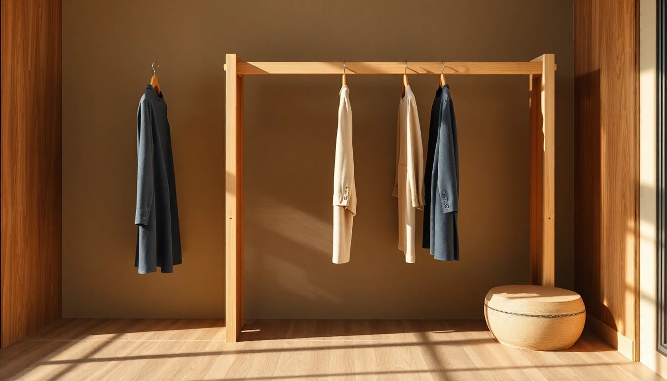 Kleiderbügel Großhändler präsentiert hochwertige Holz-Kleiderbügel in einem eleganten Setup für professionelle Ansprüche.