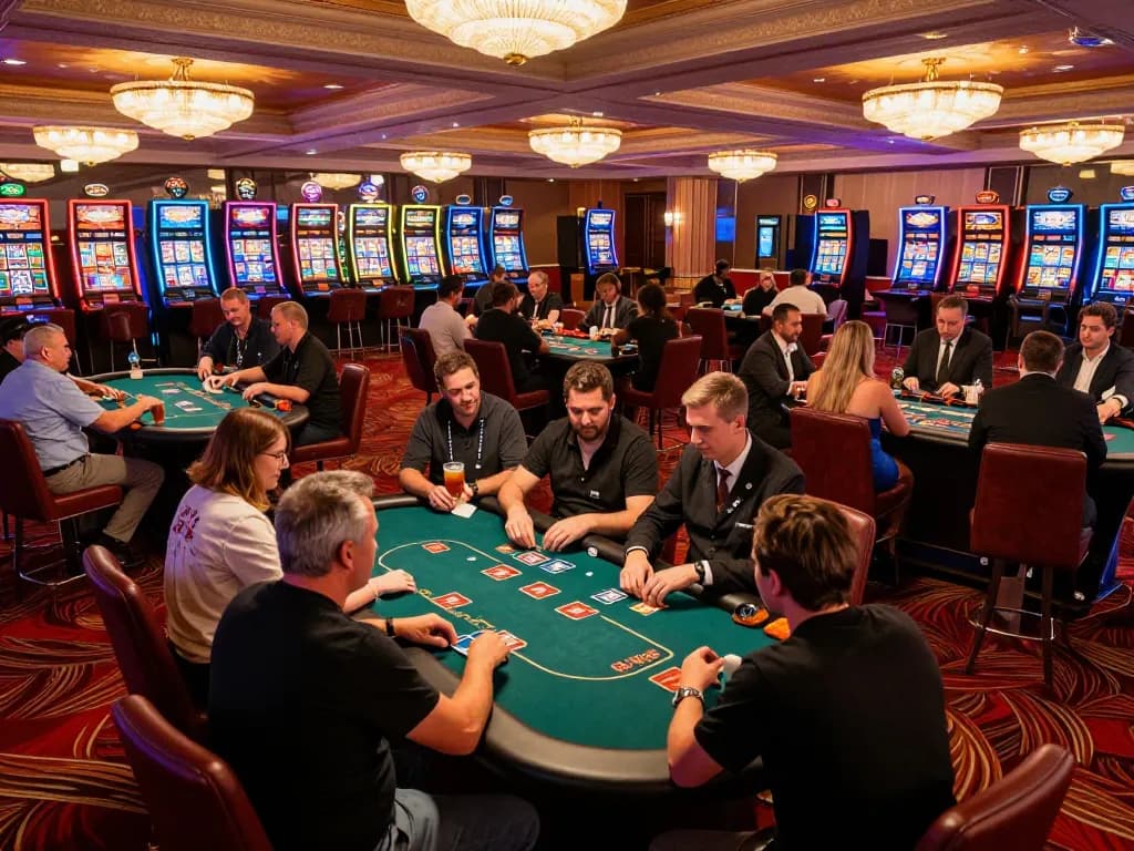 Engaged players at 789winn casino playing poker with vibrant activity and excitement