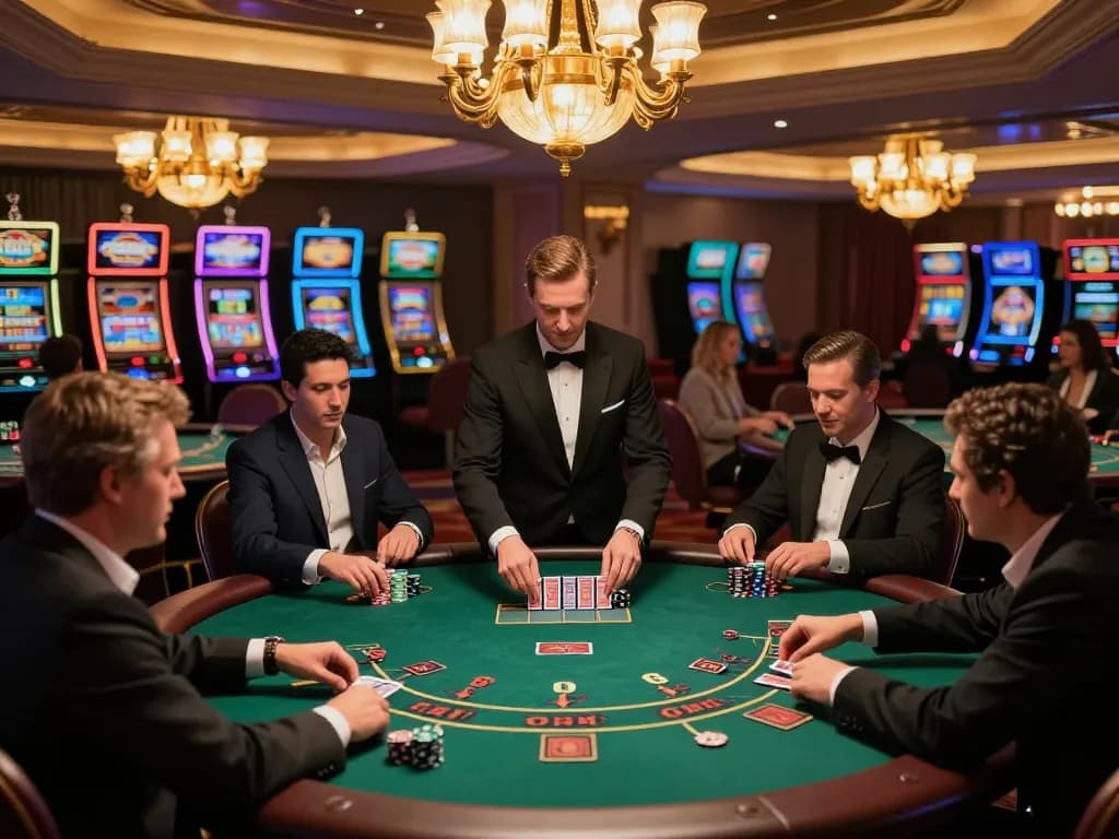 Players enjoy an engaging blackjack game at me99 casino with luxurious ambiance and expert dealers.