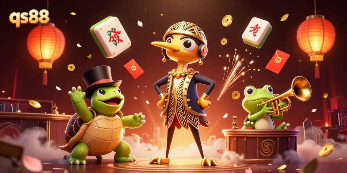 Experience thrilling gaming at qs88 with vibrant characters in a dazzling casino scene.