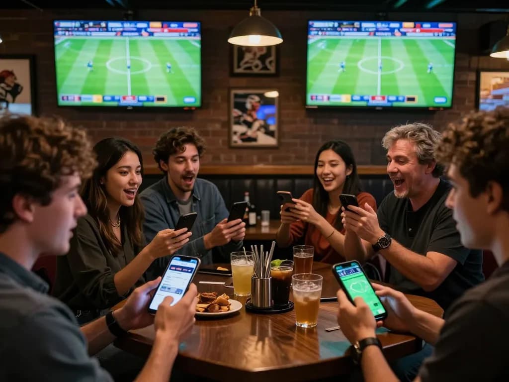 Xoilac sports fans dynamically placing bets on smartphones during live football matches.