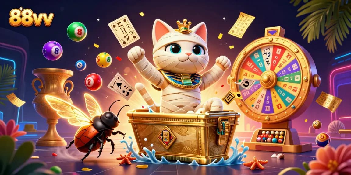 Spin to win exciting games at 88vv with vibrant lottery balls and ancient Egyptian themes!