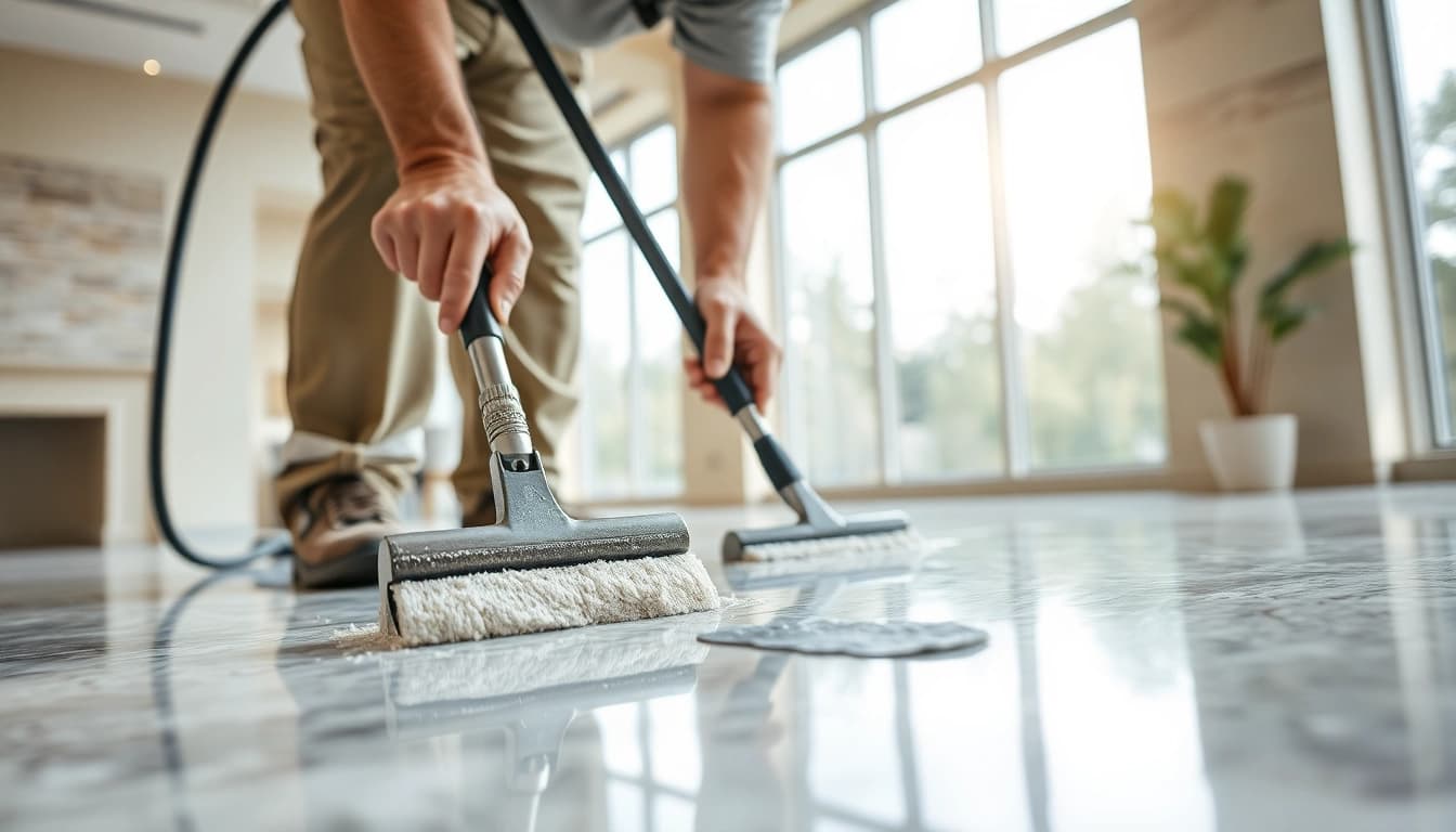 Effektive Steinreinigung durch Fachpersonal in einem modernen Raum