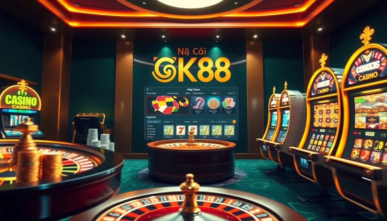 Experience the thrill of online gambling at nhà cái gk88 with vibrant casino elements.