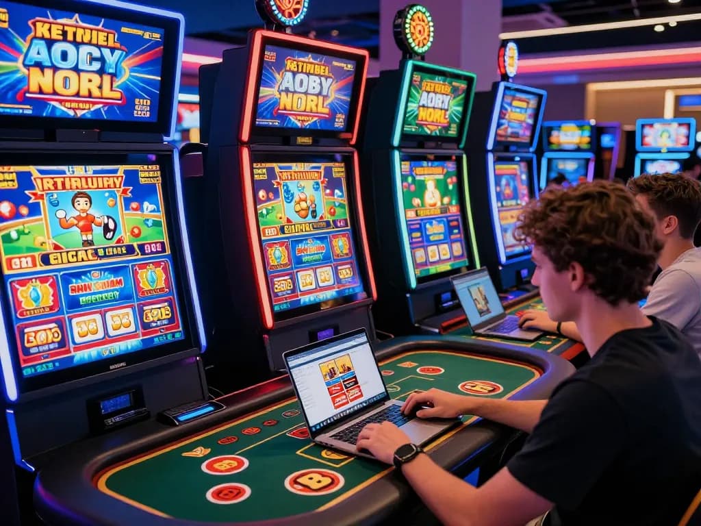 Engaged players exploring O8's exciting online gaming platform featuring vibrant casino games.