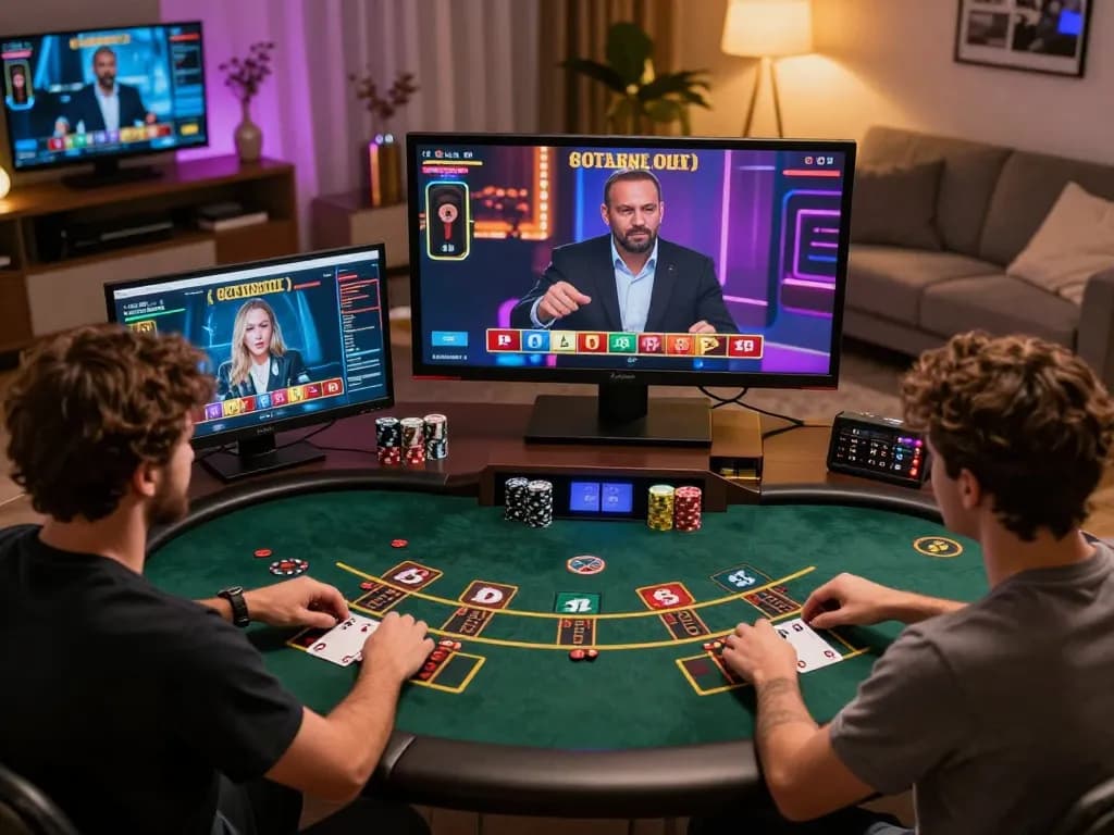 Online players engaging with fun79 live dealer games in a cozy home setting.