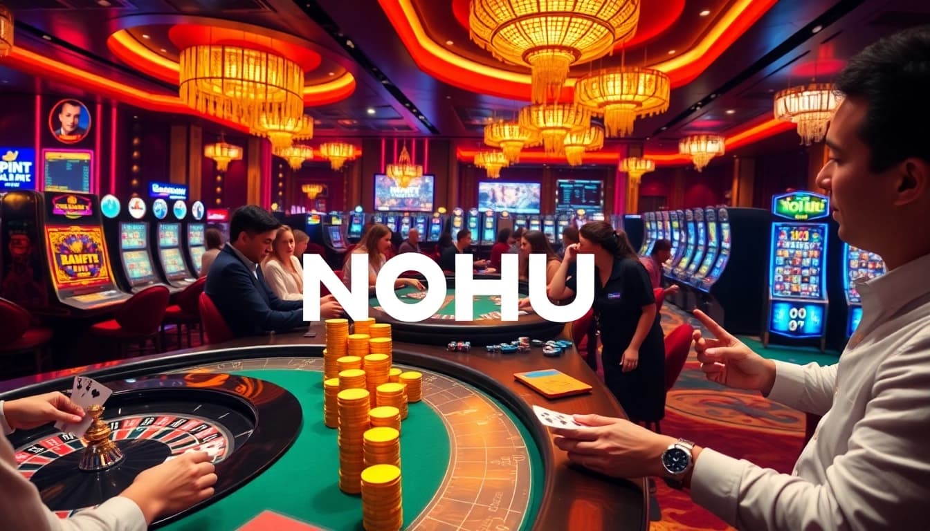 Experience NOHU's vibrant casino with engaging games and players enjoying a premium gambling environment.