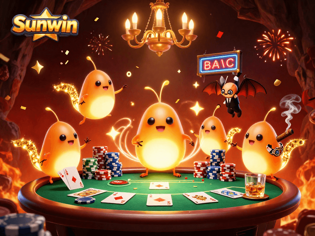 Join the excitement at Sunwin, where delightful glowworms light up an engaging cave casino scene.