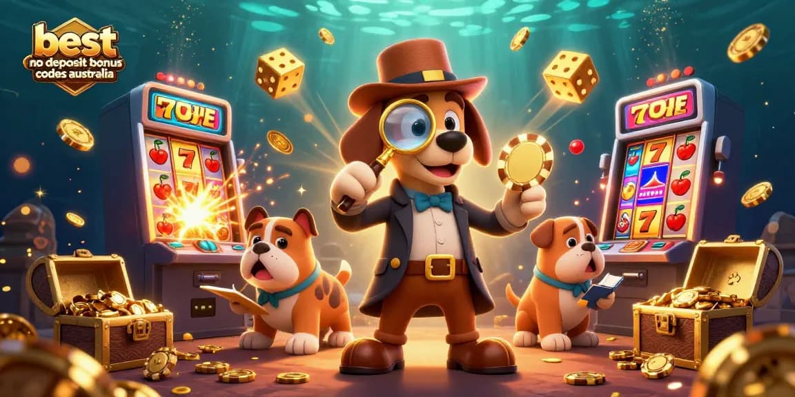 Discover the best no deposit bonus codes Australia with an energetic casino-themed illustration featuring engaging characters.
