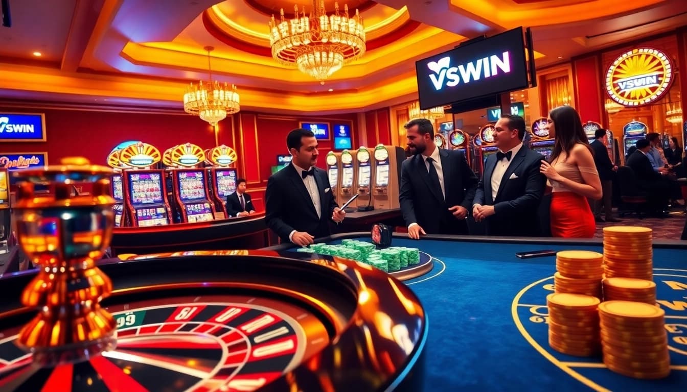 VSWIN players engaged in thrilling roulette action at an upscale casino.
