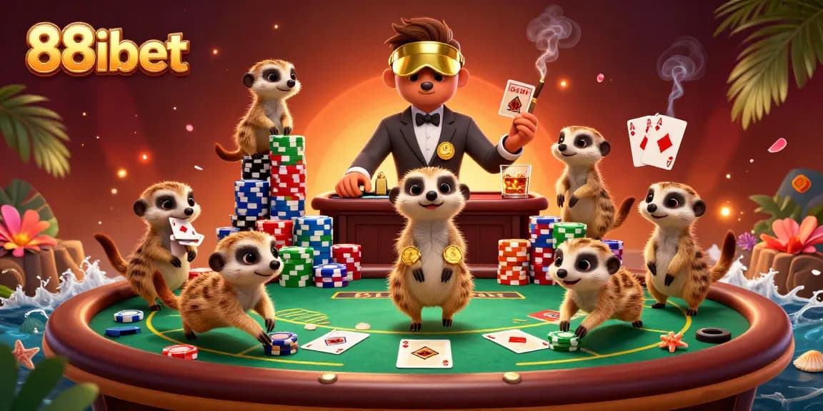 Experience thrilling gameplay at 88ibet with meerkats managing a vibrant casino scene.