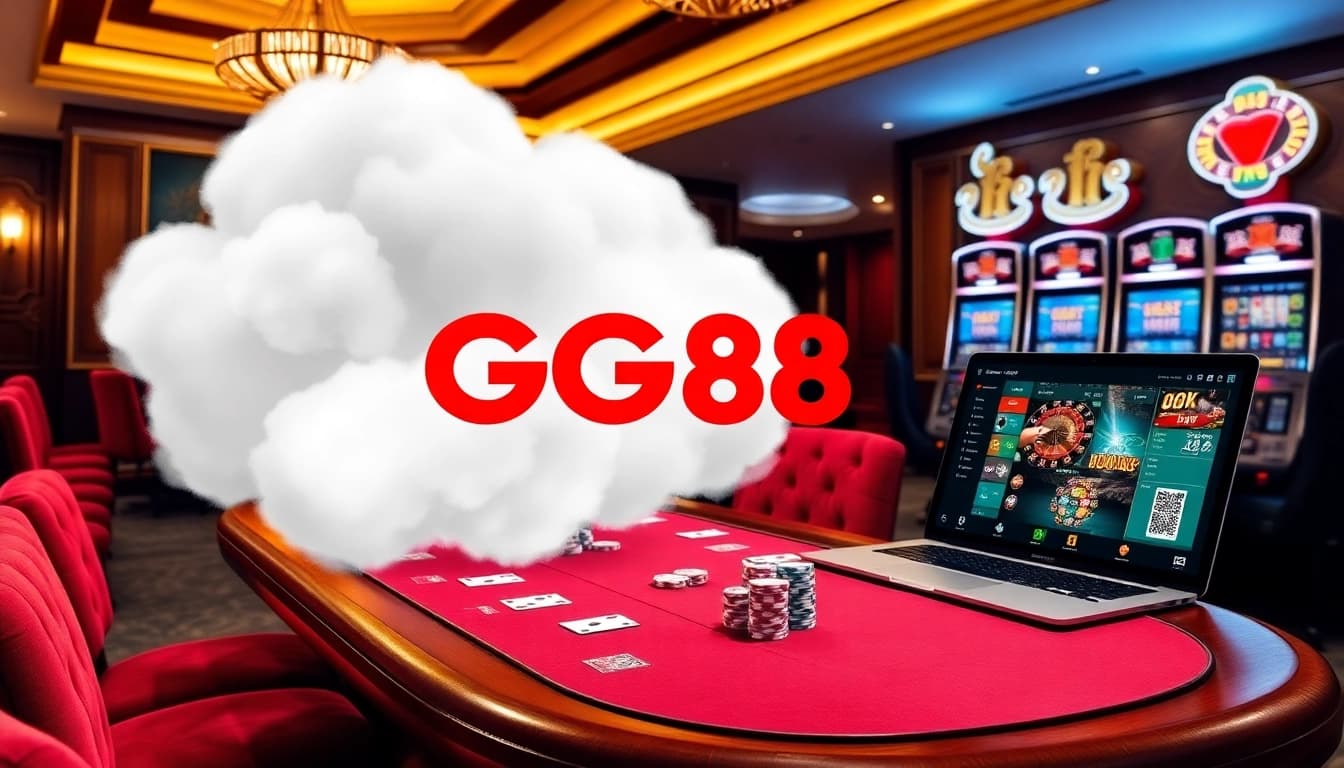 Experience the thrill of GG88 with vibrant poker chips and an elegant poker table.
