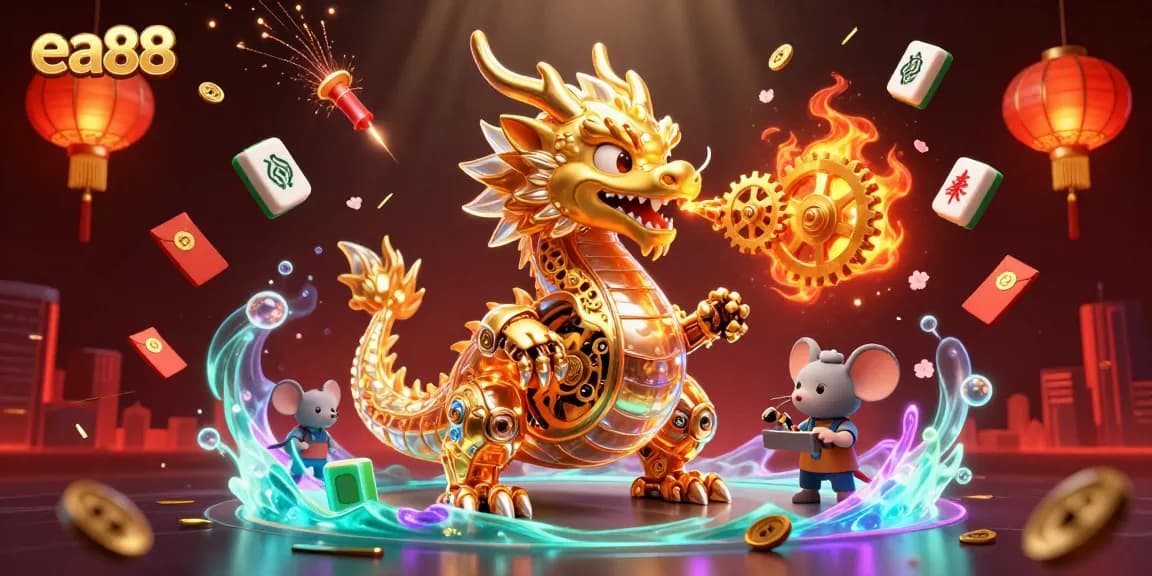 Experience the thrilling world of ea88 with vibrant casino elements featuring a golden dragon.