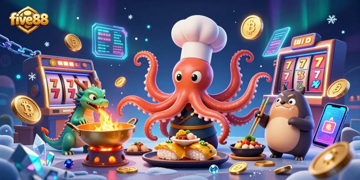 Engage with immersive five88-themed casino action as the octopus chef crafts gold dishes.