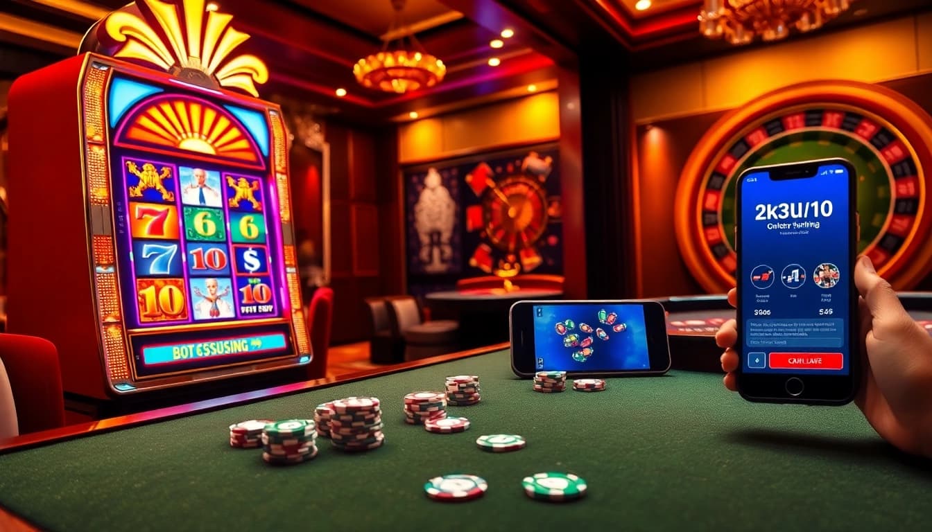 Engaging scene of players winning at OK789 casino, featuring vibrant slot machines and betting action.