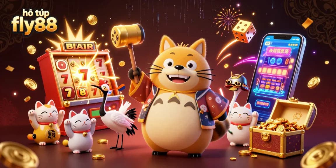 Engage with hỗ trợ fly88 through a vibrant 3D casino scene filled with luck and excitement.