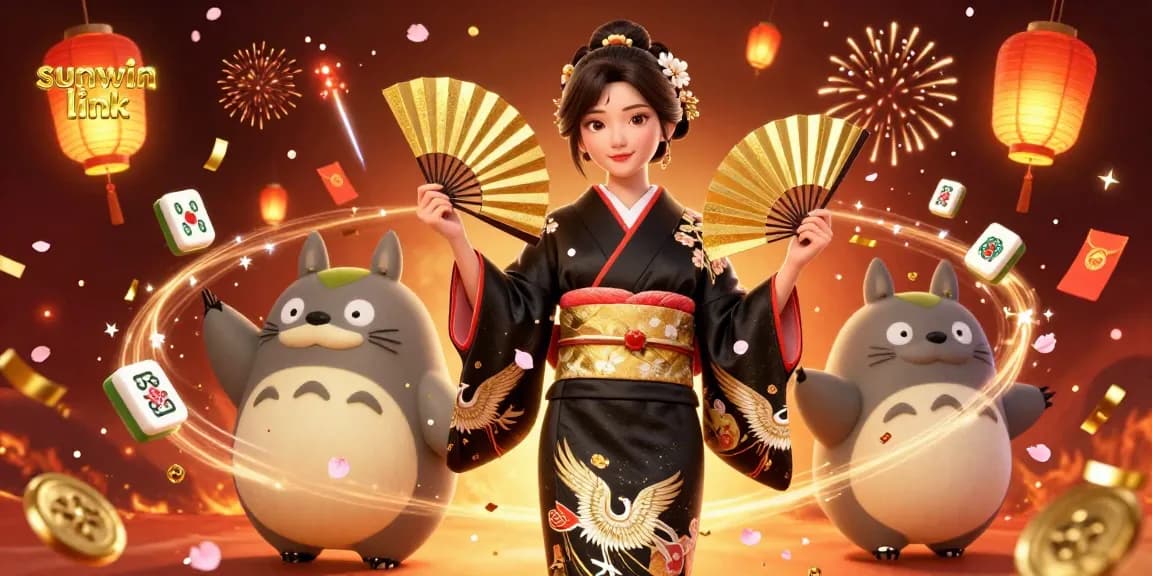 Experience winning excitement with sunwin link in a vibrant 3D digital casino illustration.