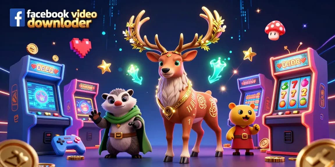 Engage with the facebook video downloader showcasing animated casino characters and vibrant gaming aesthetics.
