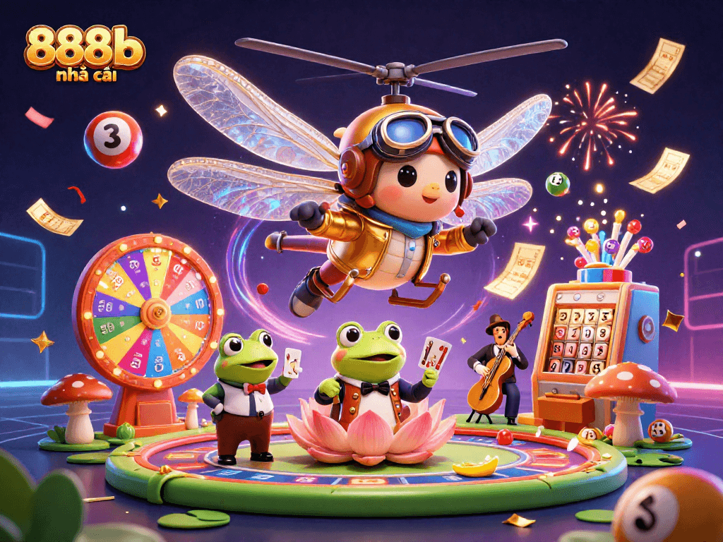 Experience the vibrant world of 888b nhà cái with a lively casino scene featuring characters and exciting elements.