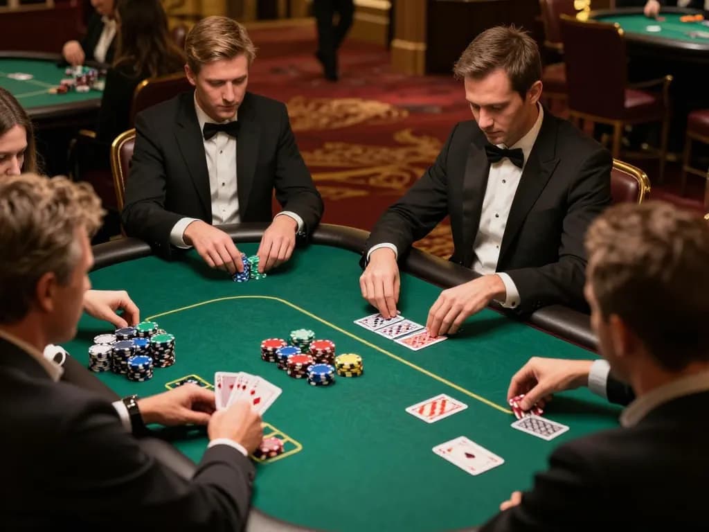 Players strategizing at a Go88 poker table, immersed in the thrill of the game.