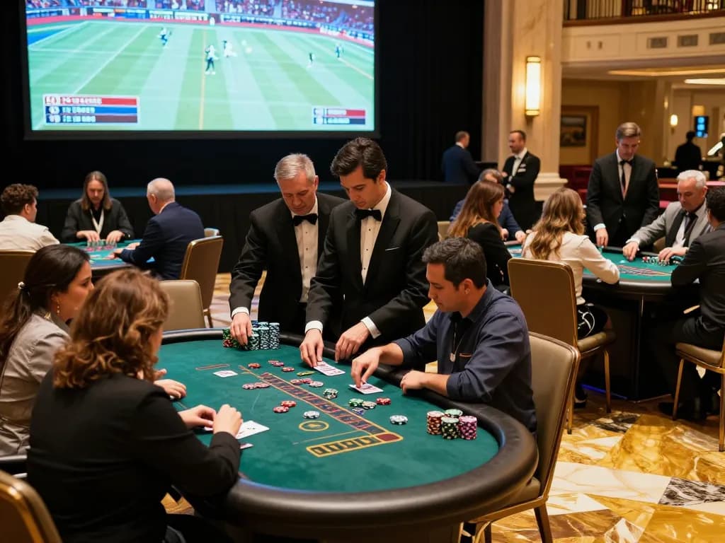 WinWin blackjack table scene highlighting players in action with high stakes and excitement.