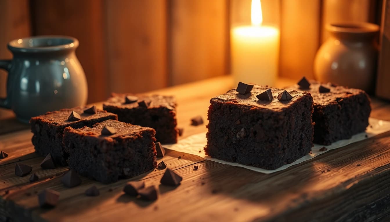 Backen von schokoladigen Hasch Brownies mit appetitlicher Garnitur und knackigen Nüssen.