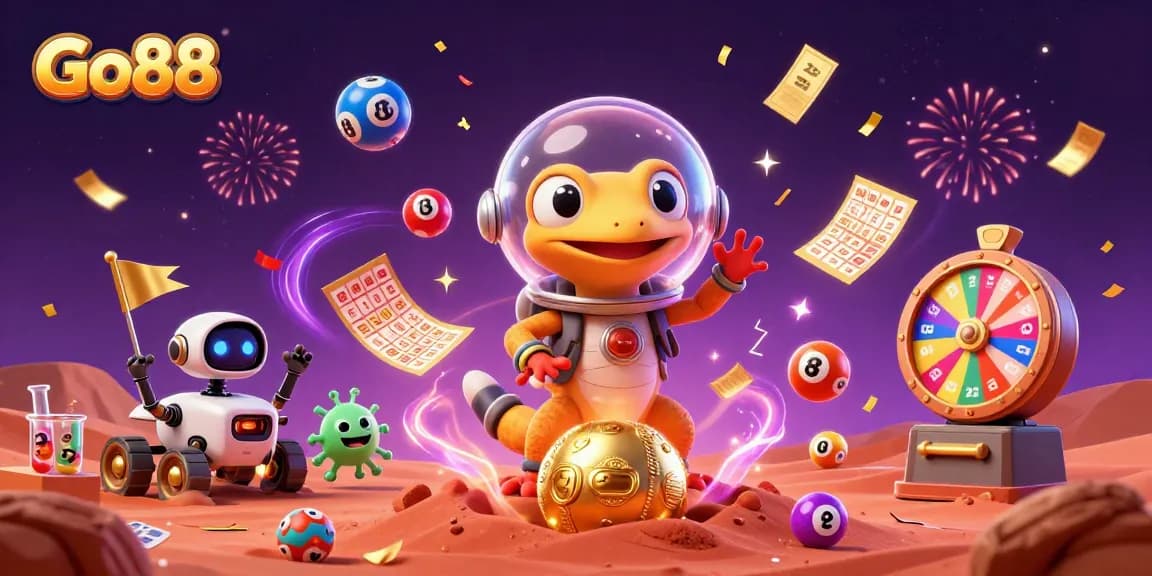 Go88 invites players to experience an exciting casino adventure in vibrant alien scenery.