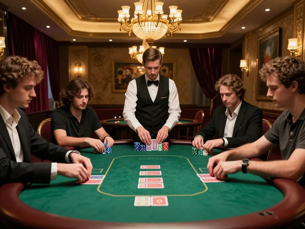 tv88 poker players engaged in strategic gameplay at an upscale casino table