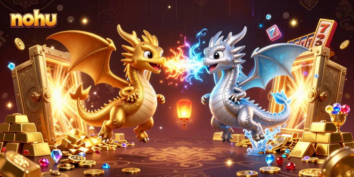 NoHu features captivating dragons amidst shimmering casino treasures, ready to engage players.