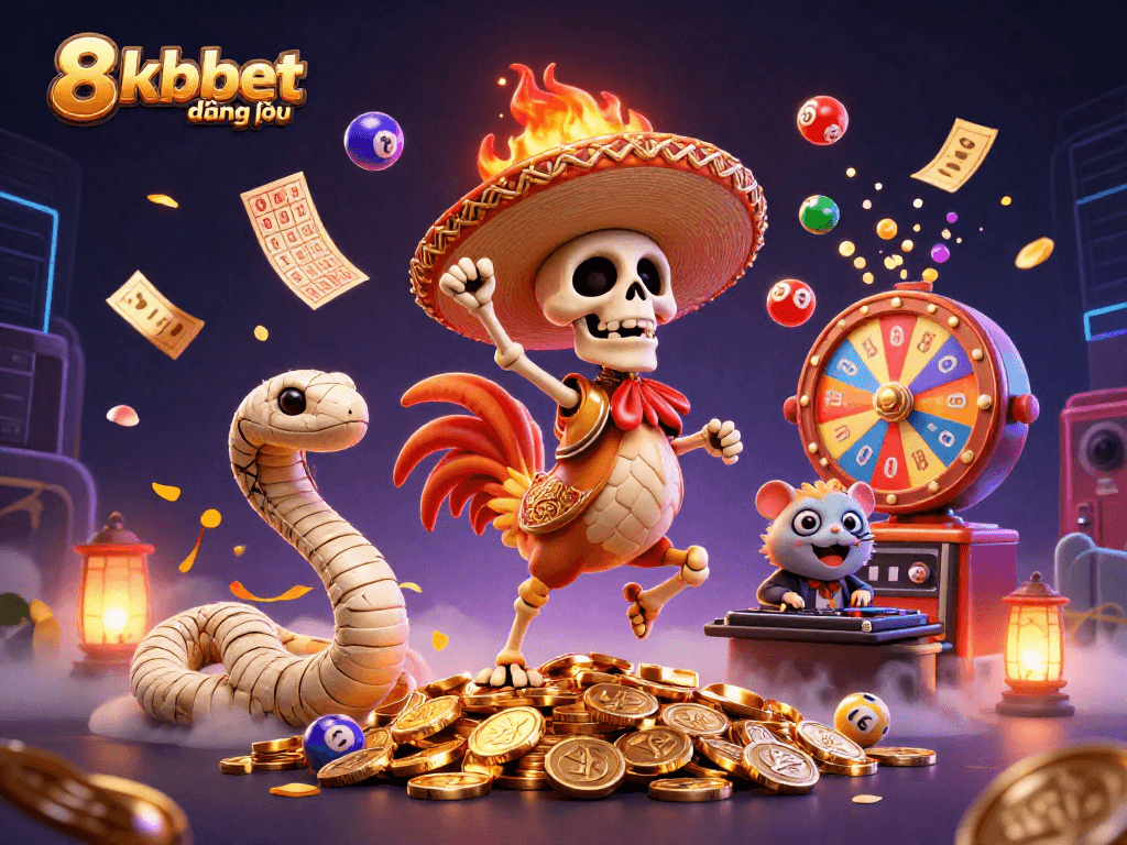 Engage in thrilling gameplay with 8xbet đăng nhập showcasing vibrant casino elements like gold coins and festive characters.