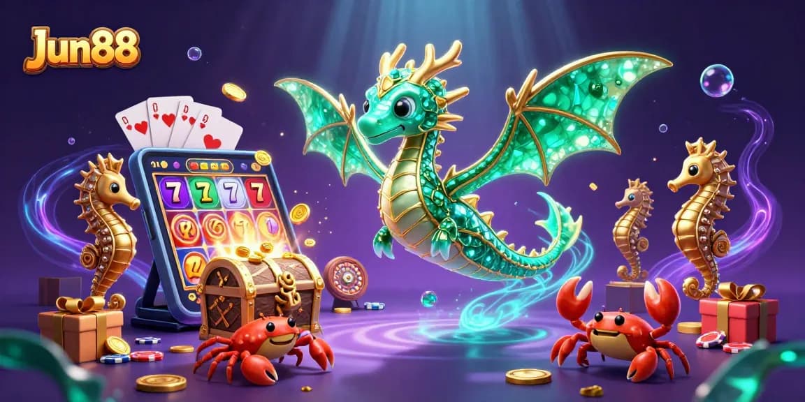 Engage with top-tier games at Jun88: a vibrant underwater casino scene featuring animated characters and exciting game elements.
