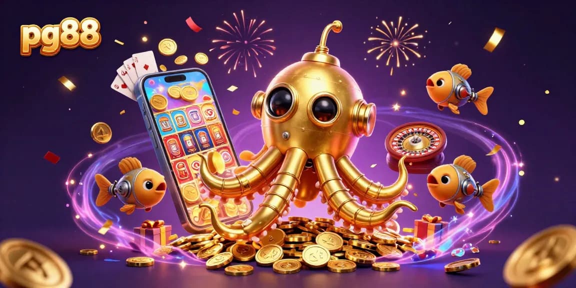 Win big with pg88's thrilling golden kraken submarine casino scene full of action and excitement!