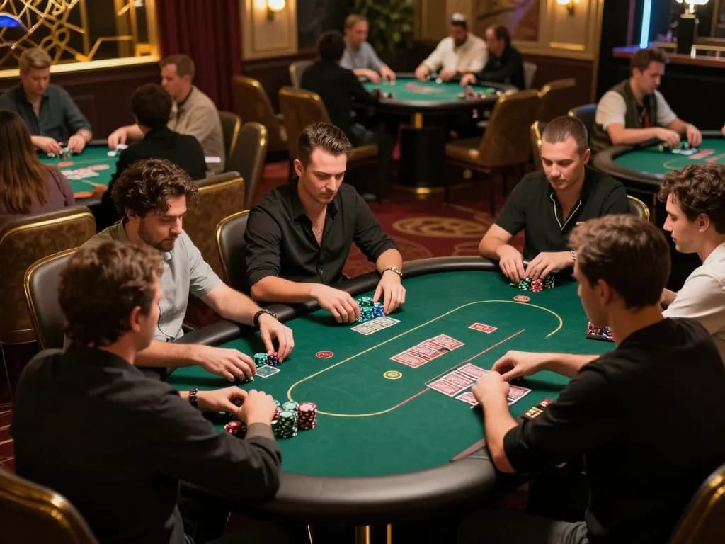 Engaged players competing in an exciting poker tournament at 33winn's stylish casino.