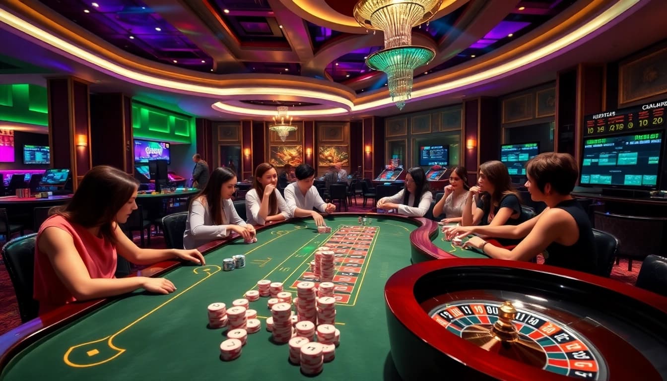 Experience thrilling gameplay at CF789 with vibrant casino tables and eager players.
