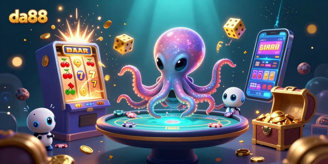 Engage with da88's thrilling alien-themed casino adventure featuring a vibrant poker scene.