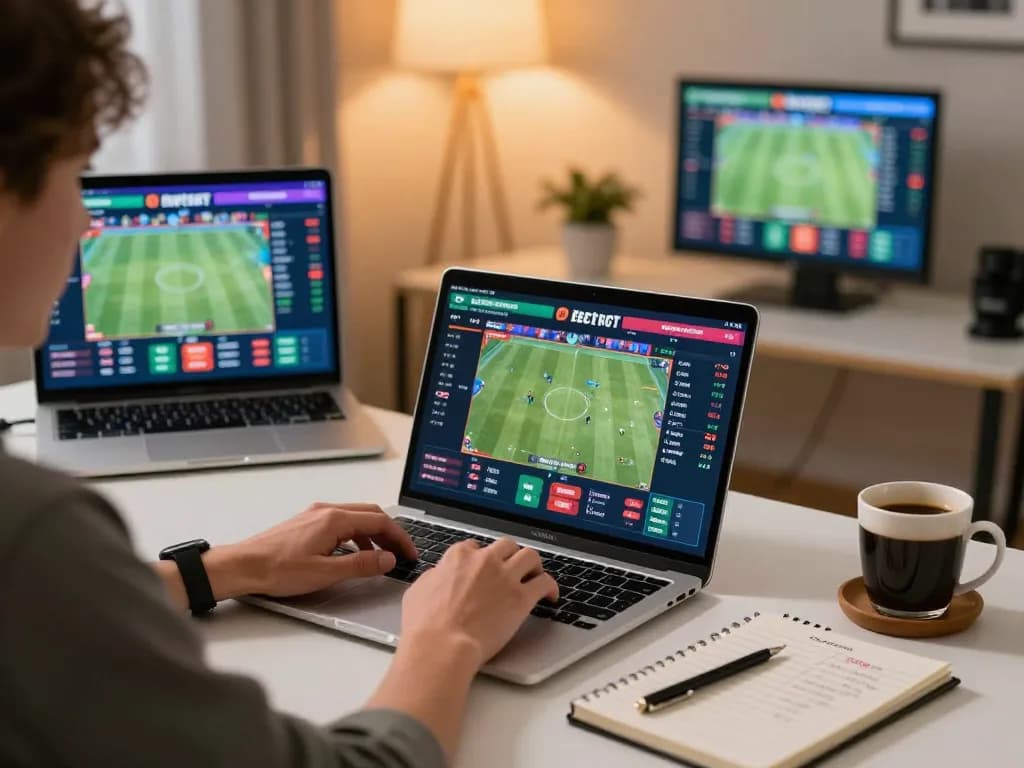 Engaging in live betting with ty le keo nha cai displayed on screen, showcasing online gaming strategies.