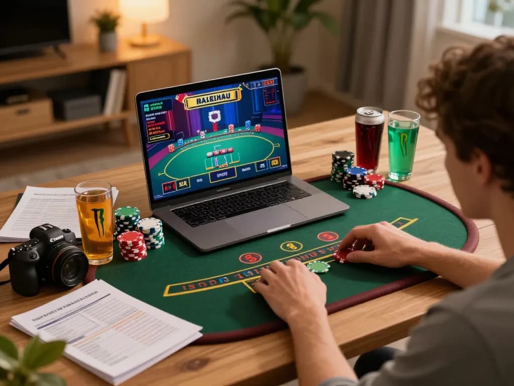 Player engaged with live dealer blackjack at home, showcasing 88CLUB gaming atmosphere and strategic play