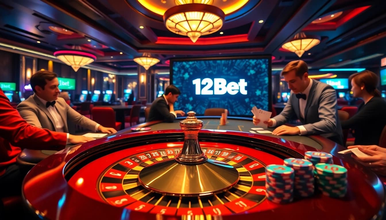 Experience the thrill of high-stakes poker and roulette at 12Bet's luxurious casino scene.