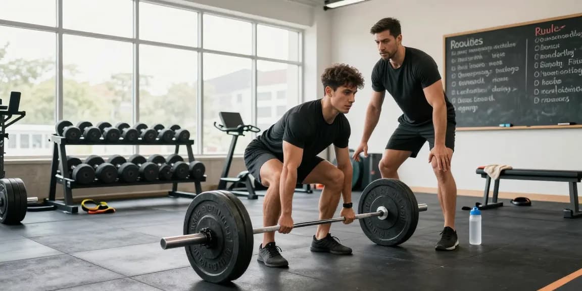 Utinon Steroids Shop: Athlet beim Deadlifting in modernem Fitnessstudio mit professioneller Ausrüstung.