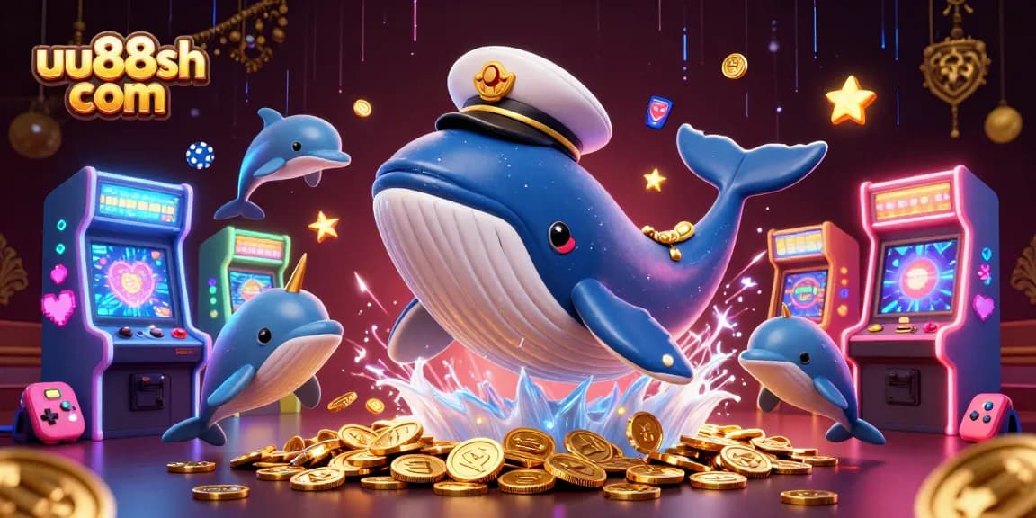 Immerse in the thrilling world of uu88sh com with a playful casino scene featuring a whale and dolphins.
