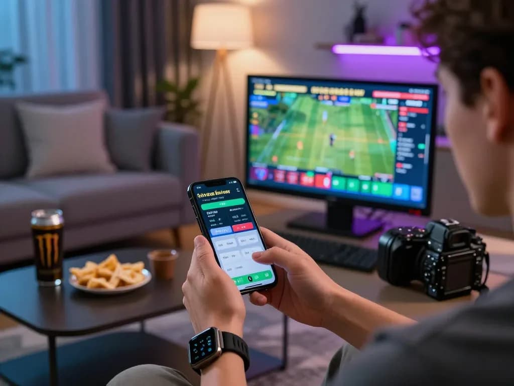 Tỷ lệ kèo nhà cái hôm nay displayed on smartphone in an engaging online sports betting scene
