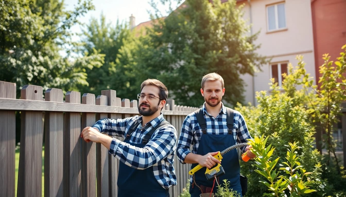 Hausmeisterservice München: engagierte Mitarbeiter bei der Pflege eines Wohngebäudes.