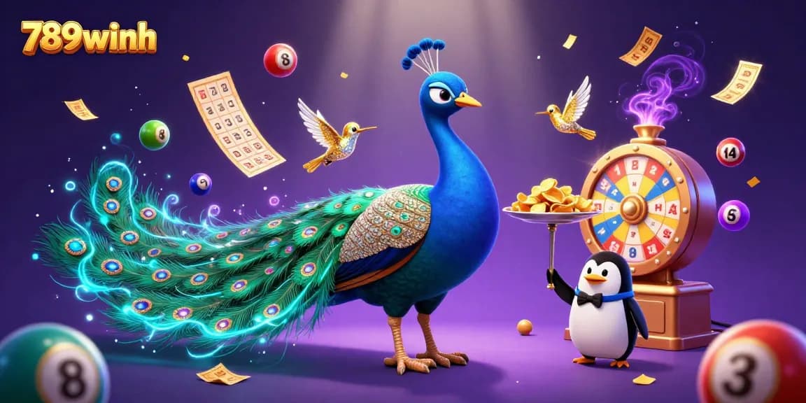Experience the excitement of 789winh with colorful lottery balls and casino elements in a vibrant scene.