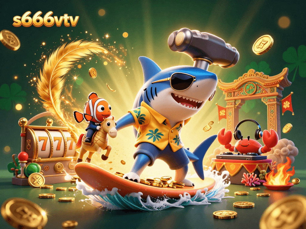 Spin to win with S666vtv in a vibrant underwater scenic 3D illustration showcasing thrilling slots.
