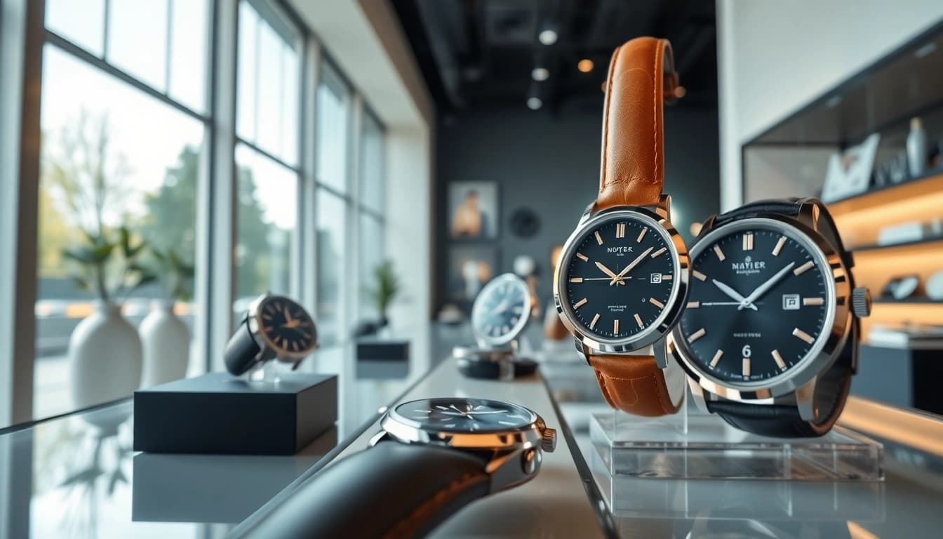 Scopri secondo polso torino con orologi di lusso esposti in una boutique elegante.