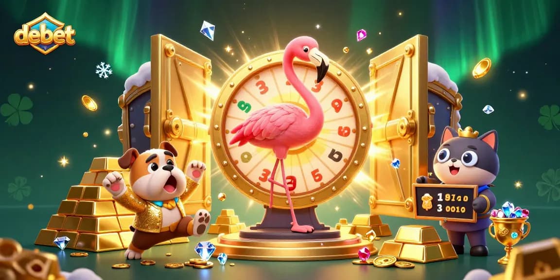 Spin the giant prize wheel at DEBET for exciting jackpot chances filled with treasures and rewards!