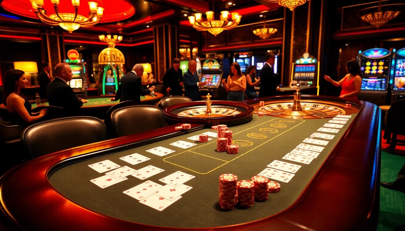 Experience the thrill of gambling at C168.DELIVERY with an exciting casino scene featuring poker tables and roulette.