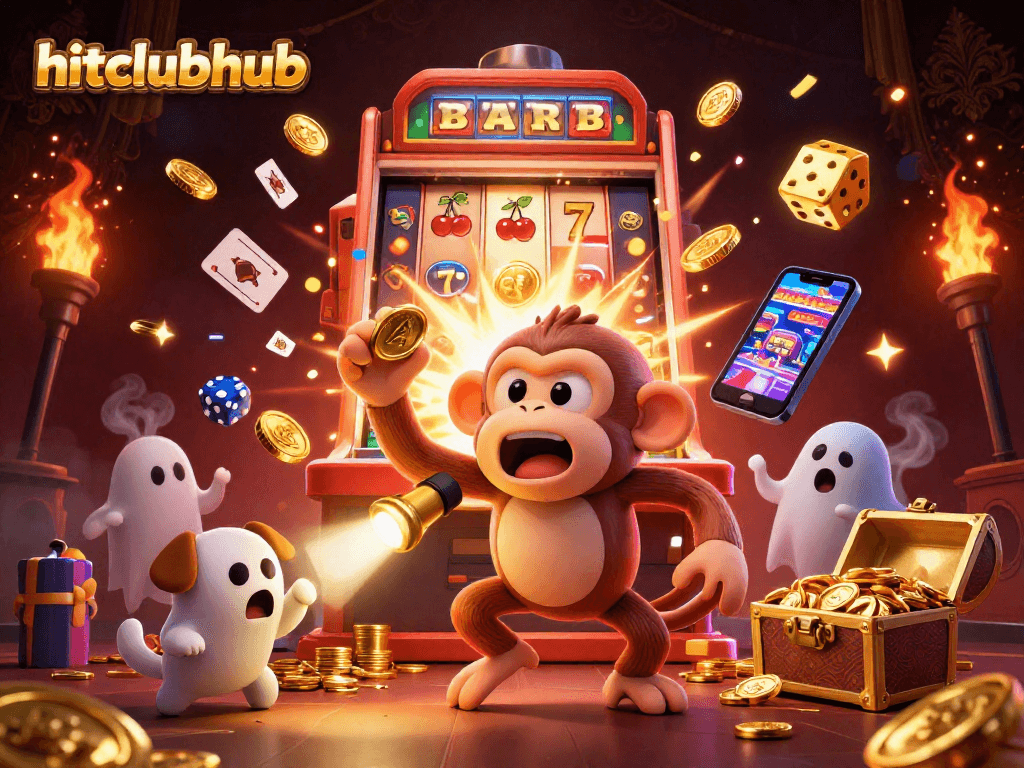 Experience thrilling gameplay with hitclubhub in a vivid, animated casino scene filled with action.
